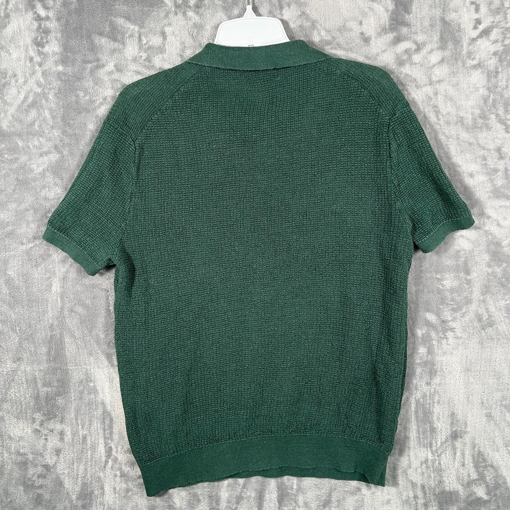 Polo Ralph Lauren Mesh Knit Linen Johnny Collar Sweater Mens Medium Green Shirt - Picture 5 of 12